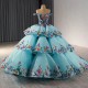 Cake Quinceanera Dress Sweet 16 Ball Gown Off The Shoulder Mexico Beading Princess Lace Up Embroidery vestido de 15 quinceanera 
