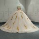 Champagne Quinceanera Dress Sweet 15 Evening Dress Crystal Sleeveless Ball Gown Beading Vestido De Nina De Las Flores