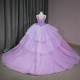 Charming Bling Quinceanera Dresses 2024 Purple Corset Sweet 16 Dress V-neck Sleeveless Custom Made Robes De Soiree