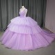 Charming Bling Quinceanera Dresses 2024 Purple Corset Sweet 16 Dress V-neck Sleeveless Custom Made Robes De Soiree