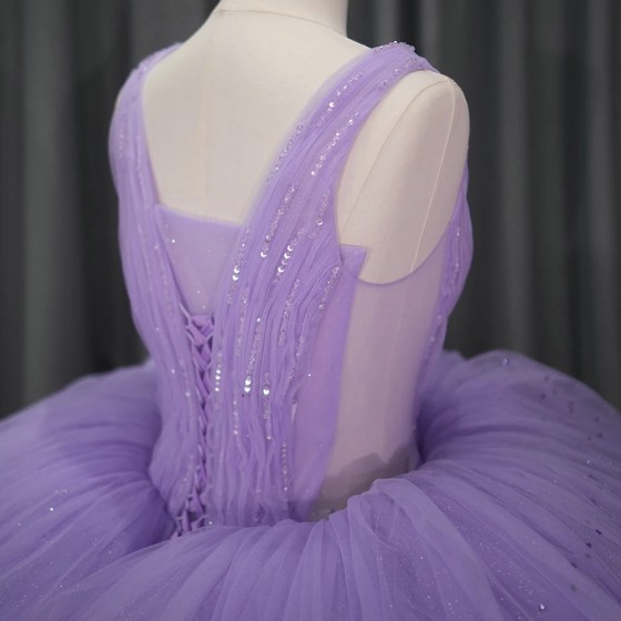 Charming Bling Quinceanera Dresses 2024 Purple Corset Sweet 16 Dress V-neck Sleeveless Custom Made Robes De Soiree