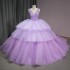 Charming Bling Quinceanera Dresses 2024 Purple Corset Sweet 16 Dress V-neck Sleeveless Custom Made Robes De Soiree