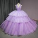 Charming Bling Quinceanera Dresses 2024 Purple Corset Sweet 16 Dress V-neck Sleeveless Custom Made Robes De Soiree