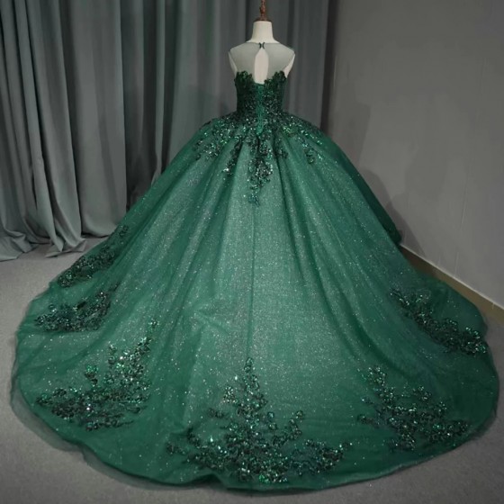 Classic Ball Gown Quinceanera Dress Customized O-neck Sleeveless Sweep Train Party Fashion Dresses vestidos de quinceanera