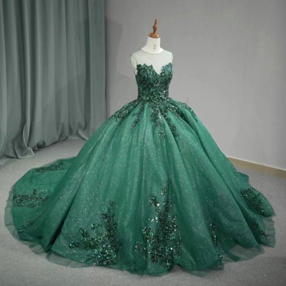 Classic Ball Gown Quinceanera Dress Customized O-neck Sleeveless Sweep Train Party Fashion Dresses vestidos de quinceanera