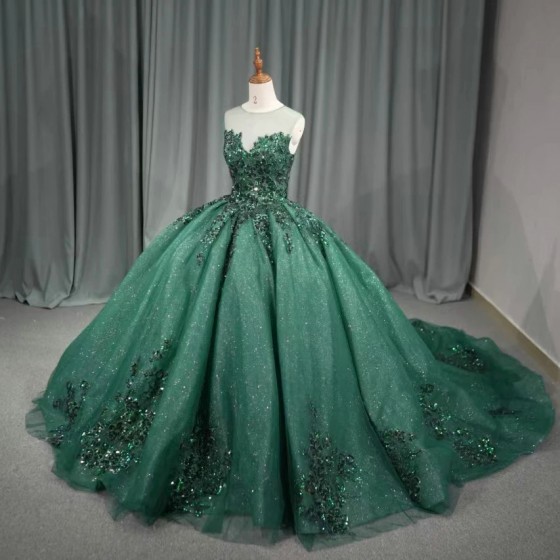 Classic Ball Gown Quinceanera Dress Customized O-neck Sleeveless Sweep Train Party Fashion Dresses vestidos de quinceanera