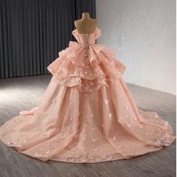 Colorful Princess Quinceanera Dresses Ball Gown Strapless 3D Butterfly Sweet 16 Dresses Anos vestidos de quinceanera