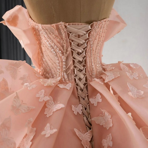 Colorful Princess Quinceanera Dresses Ball Gown Strapless 3D Butterfly Sweet 16 Dresses Anos vestidos de quinceanera