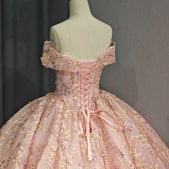 Customized Quinceanera Dresses Plus Size Ball Gown Beaded Back Lace Up Corset Princess Ball Gown Personalised vestido de 15 años