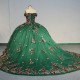 Elegance Princess Green Off Shoulder Ball Gown Lace Up Quinceanera Dresses Birthday Party Sweet 16 Dress vestido de 15 anos