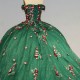 Elegance Princess Green Off Shoulder Ball Gown Lace Up Quinceanera Dresses Birthday Party Sweet 16 Dress vestido de 15 anos