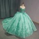 Elegent Sparkly Mint Green Quinceanera Dress Tiptop Ball Gown Strapless Mexico Beaded Corset Sweet 16 Vestidos De 15 Anos