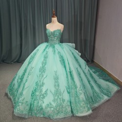 Elegent Sparkly Mint Green Quinceanera Dress Tiptop Ball Gown Strapless Mexico Beaded Corset Sweet 16 Vestidos De 15 Anos