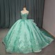 Elegent Sparkly Mint Green Quinceanera Dress Tiptop Ball Gown Strapless Mexico Beaded Corset Sweet 16 Vestidos De 15 Anos