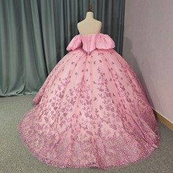 Fashion 2024 Quinceanera Dress Sweet 15 16 Ball Gown Applique Beading Sequins Detachable Sleeveless Formal Vestidos De 15 Anos