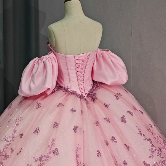 Fashion 2024 Quinceanera Dress Sweet 15 16 Ball Gown Applique Beading Sequins Detachable Sleeveless Formal Vestidos De 15 Anos