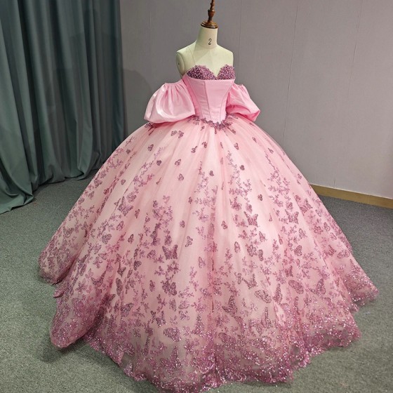 Fashion 2024 Quinceanera Dress Sweet 15 16 Ball Gown Applique Beading Sequins Detachable Sleeveless Formal Vestidos De 15 Anos
