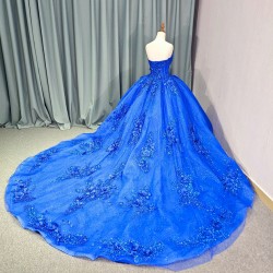 Flower Girl Dresses Red Lace Appliques Ruffles Floral Princess Pageant Gown Tulle Strapless Ball Gown Quinceanera Dresses