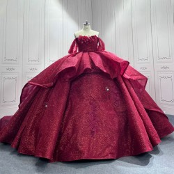 Flowers Red Quinceanera Dress Sweet 15 Evening Dress Crystal Sleeveless Ball Gown Beading Vestido De Quinceanera