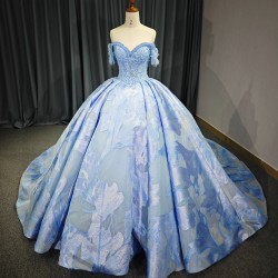 Glamorous Velvet Quincenera Dresses Ball Gown Off the Shouler Appliques Chapel Train Sweetheart vestido de 15 anos
