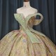 Glitter Gold Crystal Beading Ball Gown Quinceanera Dresses Strapless Perfect Sequined Lace Up Vestidos De 15 Anos