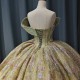 Glitter Gold Crystal Beading Ball Gown Quinceanera Dresses Strapless Perfect Sequined Lace Up Vestidos De 15 Anos