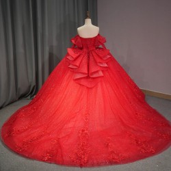 Glittering Crystals Beaded Long Sleeves Quinceanera Dresses Ball Gown Floral Applique Sequins 15 Years Birthday Princess Party