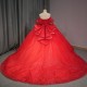 Glittering Crystals Beaded Long Sleeves Quinceanera Dresses Ball Gown Floral Applique Sequins 15 Years Birthday Princess Party