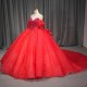 Glittering Crystals Beaded Long Sleeves Quinceanera Dresses Ball Gown Floral Applique Sequins 15 Years Birthday Princess Party