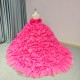 Glittering Pink Princess Quinceanera Dresses Bow Off -Shoulder Lace Up Floor Length Birthday Party vestido de 15 quinceanera 