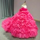 Glittering Pink Princess Quinceanera Dresses Bow Off -Shoulder Lace Up Floor Length Birthday Party vestido de 15 quinceanera 
