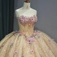 Gold Quinceanera Dress Ball Gown Shining Applique Strapless Sexy Dresses Sweet 16 Girl Birthday Pageant Dress vestidos 15 anos
