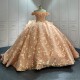 Gold Quinceanera Dress Sweet 15 Evening Dress Crystal Sleeveless Ball Gown Beading Vestido De Quinceanera