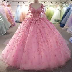 Gorgeous Quinceanera Dresses With Cape Pink Color Sexy Appliques Ball Gown Bead Formal 16 Year Party vestidos de quinceanera