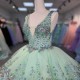 Green 2025 Quinceanera Dress Sweet 15 Evening Dress Crystal Sleeveless Ball Gown Beading Vestidos De Xv Anos