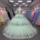 Green 2025 Quinceanera Dress Sweet 15 Evening Dress Crystal Sleeveless Ball Gown Beading Vestidos De Xv Anos
