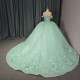Green 2025 Quinceanera Dresses Lace Appliques Beading Scoop Cap Sleeve Novelty Customized Ball Gowns Vestidos De 15 Anos