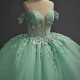 Green 2025 Quinceanera Dresses Lace Appliques Beading Scoop Cap Sleeve Novelty Customized Ball Gowns Vestidos De 15 Anos