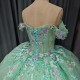 Green 2025 Quinceanera Dresses Lace Appliques Beading Scoop Cap Sleeve Novelty Customized Ball Gowns Vestidos De 15 Anos
