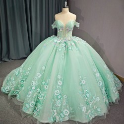 Green 2025 Quinceanera Dresses Lace Appliques Beading Scoop Cap Sleeve Novelty Customized Ball Gowns Vestidos De 15 Anos