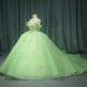 Green Ball Gown Quinceanera Dresses Shiny Appliques Bridal Gown Party Bow Floor-length Bride Dresses vestidos de quinceanera