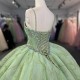 Green Glittering Customized Crystal Quinceanera Dresses Off Shoulder Birthday Party Beaded Ball Gown Vestidos de 15 anos