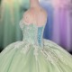 Green O Neck Quinceanera Prom Dresses Beautiful Sleeveless Customized Princess Long Glitter Sweet 16 Dress Vestidos