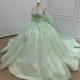Green Quinceanera Dress Party Beading Ball Gown Bride Robe Scoop Neck Appliques Bridal Dresses vestido de 15 quinceanera