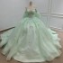 Green Quinceanera Dress Party Beading Ball Gown Bride Robe Scoop Neck Appliques Bridal Dresses vestido de 15 quinceanera