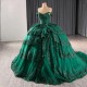 Green Quinceanera Dress Party Lace Beading Ball Gown Bride Robe Scoop Neck Bridal Dresses vestidos de 15 anos quinceaneras