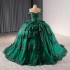 Green Quinceanera Dress Party Lace Beading Ball Gown Bride Robe Scoop Neck Bridal Dresses vestidos de 15 anos quinceaneras