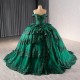 Green Quinceanera Dress Party Lace Beading Ball Gown Bride Robe Scoop Neck Bridal Dresses vestidos de 15 anos quinceaneras