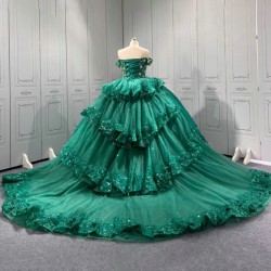 Green Quinceanera Dress Sweet 15 Evening Dress Crystal Sleeveless Ball Gown Beading Vestido De Quinceanera
