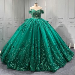 Green Quinceanera Dress Sweet 15 Evening Dress Crystal Sleeveless Ball Gown Beading Vestido De Quinceanera